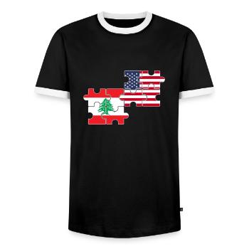 Libanon USA Flagge Amerikanisch Libanesisch - Männer Kontrast-T-Shirt - Schwarz/Weiß - Vorne - AI Model Female 172 light (172cm) & AI Model Male 178 light (178cm)