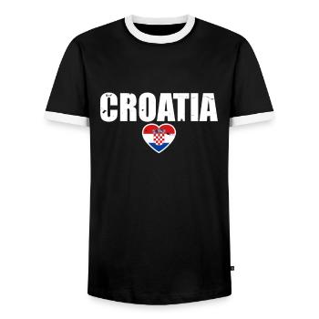 Croatie Vintage coeur Croatie croate drapeau croate - T-shirt contrasté Homme - noir/blanc - Devant - AI Model Female 172 light (172cm) & AI Model Male 178 light (178cm)