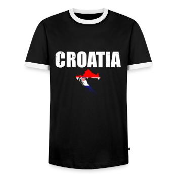 Croatie Vintage Croatie Carte Croates Croates - T-shirt contrasté Homme - noir/blanc - Devant - AI Model Female 172 light (172cm) & AI Model Male 178 light (178cm)