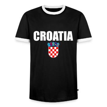 Croatie Armoiries Croatie Drapeau croate Croatie - T-shirt contrasté Homme - noir/blanc - Devant - AI Model Female 172 light (172cm) & AI Model Male 178 light (178cm)