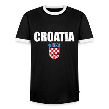 Croatie Vintage Armoiries Croatie Croatie drapeau croate - T-shirt contrasté Homme - noir/blanc - Devant - AI Model Female 172 light (172cm) & AI Model Male 178 light (178cm)