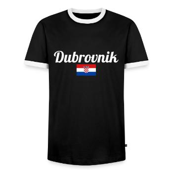 Dubrovnik, Croatie, Drapeau croate, Croatie - T-shirt contrasté Homme - noir/blanc - Devant - AI Model Female 172 light (172cm) & AI Model Male 178 light (178cm)