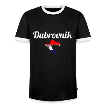 Dubrovnik Vintage Map Croatia Croatian Flag - Men's Ringer Shirt - black/white - Front - AI Model Female 172 light (172cm) & AI Model Male 178 light (178cm)
