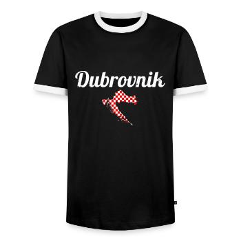 Dubrovnik Vintage Map Croatia Flag Croatia - Men's Ringer Shirt - black/white - Front - AI Model Female 172 light (172cm) & AI Model Male 178 light (178cm)