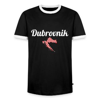 Dubrovnik Map Croatia Croatian Flag Croatia - Men's Ringer Shirt - black/white - Front - AI Model Female 172 light (172cm) & AI Model Male 178 light (178cm)