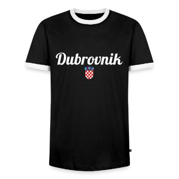 Dubrovnik Wappen Kroatien Kroatische Flagge Kroate - Männer Kontrast-T-Shirt - Schwarz/Weiß - Vorne - AI Model Female 172 light (172cm) & AI Model Male 178 light (178cm)