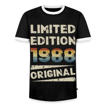 Édition limitée fête d’anniversaire Vintage 1988 - T-shirt contrasté Homme - noir/blanc - Devant - AI Model Female 172 light (172cm) & AI Model Male 178 light (178cm)