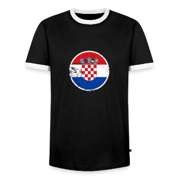 Croatie Vintage Croatie Croatie Drapeau Croatie - T-shirt contrasté Homme - noir/blanc - Devant - AI Model Female 172 light (172cm) & AI Model Male 178 light (178cm)