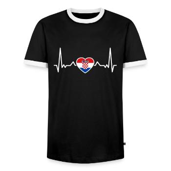 Croatie Heartbeat Drapeau croate Croatie - T-shirt contrasté Homme - noir/blanc - Devant - AI Model Female 172 light (172cm) & AI Model Male 178 light (178cm)
