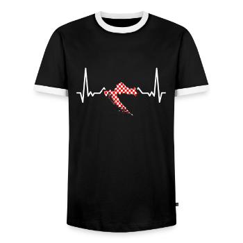 Croatia Map Heartbeat Croatian Flag Croatia - Men's Ringer Shirt - black/white - Front - AI Model Female 172 light (172cm) & AI Model Male 178 light (178cm)