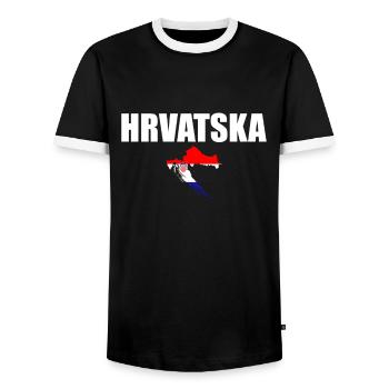 Hrvatska Croatia Map Croatian Flag Croatia - Men's Ringer Shirt - black/white - Front - AI Model Female 172 light (172cm) & AI Model Male 178 light (178cm)