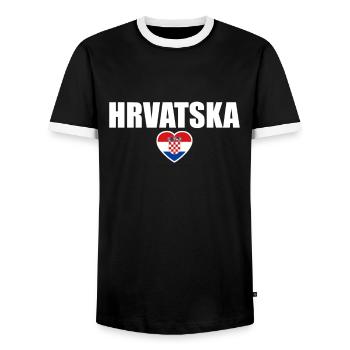 Hrvatska Heart Croatia Croatian Flag Croatia - Men's Ringer Shirt - black/white - Front - AI Model Female 172 light (172cm) & AI Model Male 178 light (178cm)