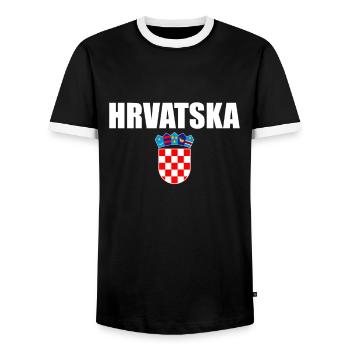 Hrvatska Wappen Kroatien Kroatische Flagge Kroate - Männer Kontrast-T-Shirt - Schwarz/Weiß - Vorne - AI Model Female 172 light (172cm) & AI Model Male 178 light (178cm)