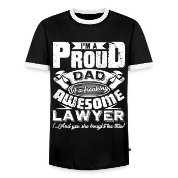Lawyer Proud Dad Of Awesome Lawyer - Men's Ringer Shirt - black/white - Front - AI Model Female 172 light (172cm) & AI Model Male 178 light (178cm)