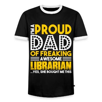 Librarian Proud Librarian Dad - Men's Ringer Shirt - black/white - Front - AI Model Female 172 light (172cm) & AI Model Male 178 light (178cm)