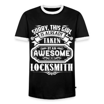 Locksmith Taken By Awesome Locksmith - Men's Ringer Shirt - black/white - Front - AI Model Female 172 light (172cm) & AI Model Male 178 light (178cm)