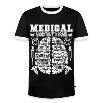 Medical Assistant Medical Assistant's Brain - Men's Ringer Shirt - black/white - Front - AI Model Female 172 light (172cm) & AI Model Male 178 light (178cm)