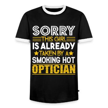 Optician Taken By A Smokin Hot Optician - Men's Ringer Shirt - black/white - Front - AI Model Female 172 light (172cm) & AI Model Male 178 light (178cm)