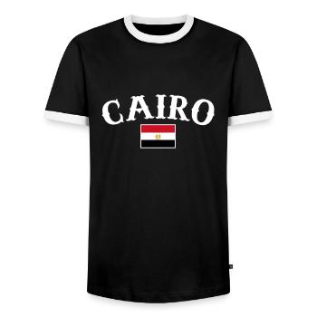 Cairo Egypt Egyptian Flag Egyptian - Men's Ringer Shirt - black/white - Front - AI Model Female 172 light (172cm) & AI Model Male 178 light (178cm)
