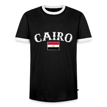 Cairo Vintage Egypt Egyptian Flag Egyptian - Men's Ringer Shirt - black/white - Front - AI Model Female 172 light (172cm) & AI Model Male 178 light (178cm)