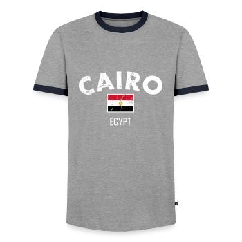 Le Caire Vintage Egypte Egypte Egypte Drapeau Egyptien Egyptien - T-shirt contrasté Homme - gris/marine  - Devant - AI Model Female 172 light (172cm) & AI Model Male 178 light (178cm)