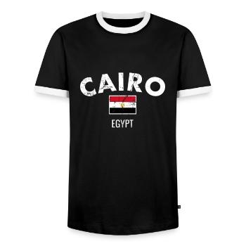 Le Caire Vintage Egypte Egypte Egypte Drapeau Egyptien Egyptien - T-shirt contrasté Homme - noir/blanc - Devant - AI Model Female 172 light (172cm) & AI Model Male 178 light (178cm)