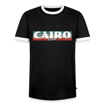 Cairo Vintage Retro Egypt Ägypten Ägyptische - Männer Kontrast-T-Shirt - Schwarz/Weiß - Vorne - AI Model Female 172 light (172cm) & AI Model Male 178 light (178cm)