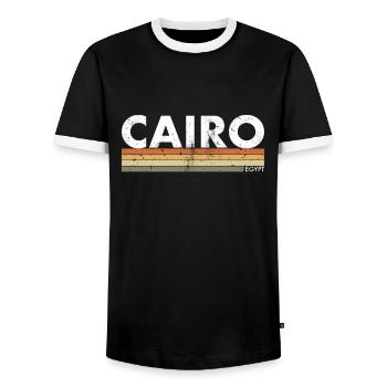 Cairo Vintage Retro Egypt Ägypten Ägyptische - Männer Kontrast-T-Shirt - Schwarz/Weiß - Vorne - AI Model Female 172 light (172cm) & AI Model Male 178 light (178cm)