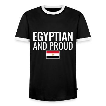 Egyptian And Proud Egyptian Flag - Men's Ringer Shirt - black/white - Front - AI Model Female 172 light (172cm) & AI Model Male 178 light (178cm)
