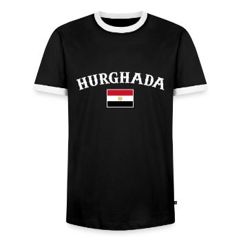 Hurghada Egypt Egyptian Flag Egyptian - Men's Ringer Shirt - black/white - Front - AI Model Female 172 light (172cm) & AI Model Male 178 light (178cm)