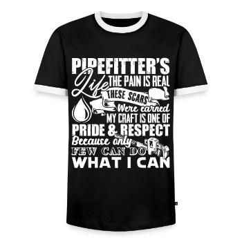 Pipefitter Pipefitter s Life - Men's Ringer Shirt - black/white - Front - AI Model Female 172 light (172cm) & AI Model Male 178 light (178cm)