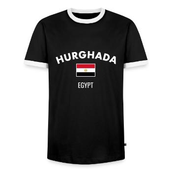 Hurghada Egypt Egyptian Flag Egyptian - Men's Ringer Shirt - black/white - Front - AI Model Female 172 light (172cm) & AI Model Male 178 light (178cm)