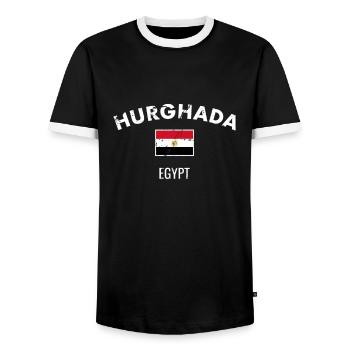 Hurghada Vintage Egypt Egyptian Flag Egyptian - Men's Ringer Shirt - black/white - Front - AI Model Female 172 light (172cm) & AI Model Male 178 light (178cm)