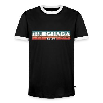 Hurghada Vintage Retro Egypt Egypt Egyptian - Men's Ringer Shirt - black/white - Front - AI Model Female 172 light (172cm) & AI Model Male 178 light (178cm)
