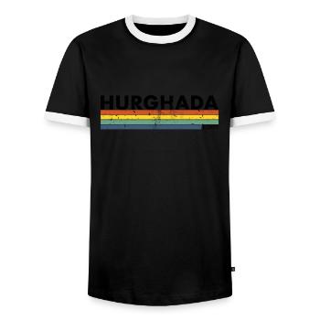 Hurghada Vintage Retro Egypt Egypt Egyptian - Men's Ringer Shirt - black/white - Front - AI Model Female 172 light (172cm) & AI Model Male 178 light (178cm)