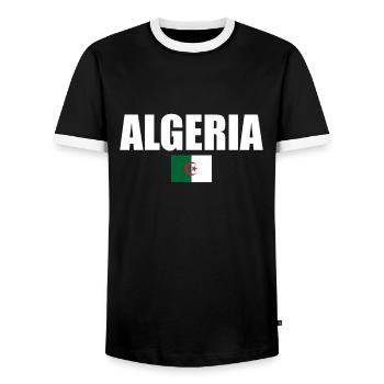 Algeria Algeria Algerian Flag Algerian - Men's Ringer Shirt - black/white - Front - AI Model Female 172 light (172cm) & AI Model Male 178 light (178cm)