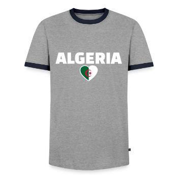 Algeria Algeria Algerian Flag Algerian - Men's Ringer Shirt - grey/navy  - Front - AI Model Female 172 light (172cm) & AI Model Male 178 light (178cm)