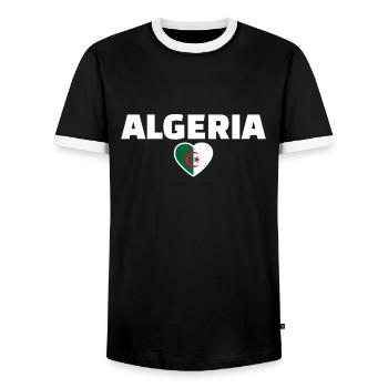 Algeria Algeria Algerian Flag Algerian - Men's Ringer Shirt - black/white - Front - AI Model Female 172 light (172cm) & AI Model Male 178 light (178cm)