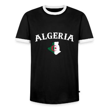 Algeria Map Algeria Algerian Flag Algerian - Men's Ringer Shirt - black/white - Front - AI Model Female 172 light (172cm) & AI Model Male 178 light (178cm)
