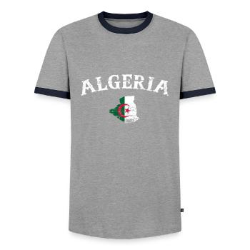Algérie Vintage Carte Algérie Drapeau algérien - T-shirt contrasté Homme - gris/marine  - Devant - AI Model Female 172 light (172cm) & AI Model Male 178 light (178cm)