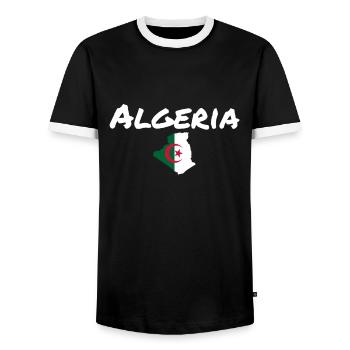 Algeria Map Algeria Algerian Flag Algerian - Men's Ringer Shirt - black/white - Front - AI Model Female 172 light (172cm) & AI Model Male 178 light (178cm)