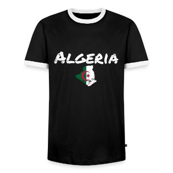 Algeria Vintage Map Algeria Flag Algerian - Men's Ringer Shirt - black/white - Front - AI Model Female 172 light (172cm) & AI Model Male 178 light (178cm)