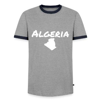 Carte de l’Algérie Algérie Algériens - T-shirt contrasté Homme - gris/marine  - Devant - AI Model Female 172 light (172cm) & AI Model Male 178 light (178cm)