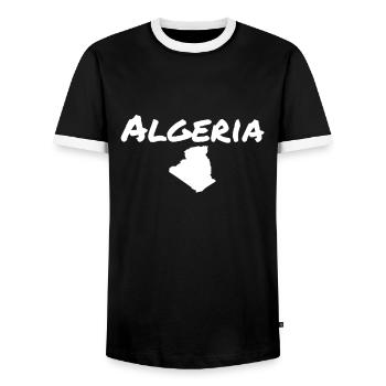 Algeria Map Algeria Algerian Algerians - Men's Ringer Shirt - black/white - Front - AI Model Female 172 light (172cm) & AI Model Male 178 light (178cm)