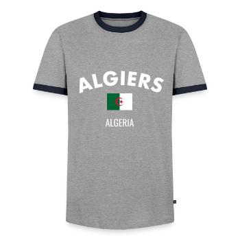 Alger Algérie Drapeau Algérien Algérien - T-shirt contrasté Homme - gris/marine  - Devant - AI Model Female 172 light (172cm) & AI Model Male 178 light (178cm)