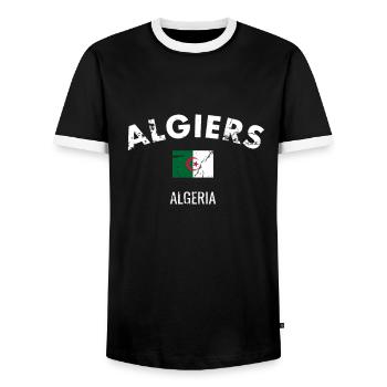 Alger Vintage Algérie Drapeau Algérien - T-shirt contrasté Homme - noir/blanc - Devant - AI Model Female 172 light (172cm) & AI Model Male 178 light (178cm)