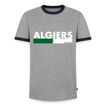 Algiers Algeria Algerian Flag Algerian - Men's Ringer Shirt - grey/navy  - Front - AI Model Female 172 light (172cm) & AI Model Male 178 light (178cm)