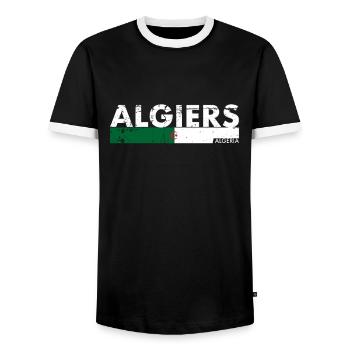 Algiers Vintage Algerien Flagge Algerier - Männer Kontrast-T-Shirt - Schwarz/Weiß - Vorne - AI Model Female 172 light (172cm) & AI Model Male 178 light (178cm)