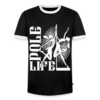 Pole Dance Pole Dance Life - Men's Ringer Shirt - black/white - Front - AI Model Female 172 light (172cm) & AI Model Male 178 light (178cm)