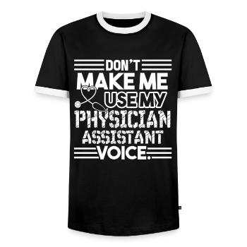 Physician Assistant Physician Assistant Voice - Men's Ringer Shirt - black/white - Front - AI Model Female 172 light (172cm) & AI Model Male 178 light (178cm)